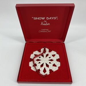 Longaberger Christmas Ornament Snowflake Porcelain "Snow Days" By Kaitlin Boxed